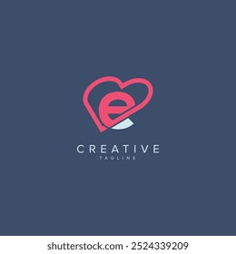 Abstract Heart Logo Design. Initial E Letter Concept.