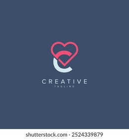 Diseño de logotipo de corazón Abstractas. Concepto inicial de letra C.