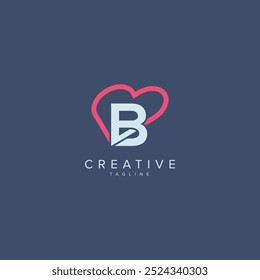 Abstract Heart Logo Design. Initial B Letter Concept.