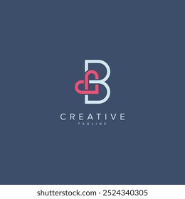 Abstract Heart Logo Design. Initial B Letter Concept.