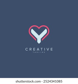 Abstract Heart Logo Design. Initial Y Letter Concept.