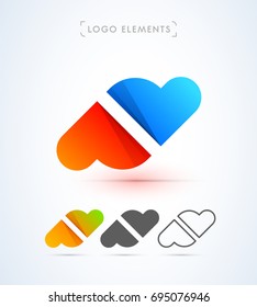 Abstract heart logo design template. Material design