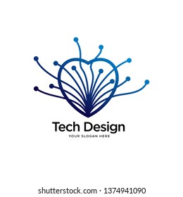 abstract heart logo designs, tech logo designs concept