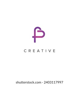 Abstract heart logo with F letter vector template.