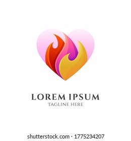 Abstract heart logo with modern 3d style in colorful vibrant colors. Playful passion love logo design template