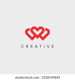 Abstract heart logo vector symbol. Valentines day ribbon logotype concept.