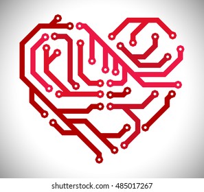 Abstract heart look like circuit board