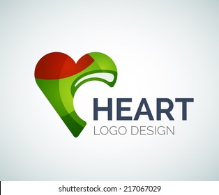 Abstract heart, love concept, social like logo design made of color pieces - various geometric shapes