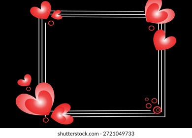 Abstract Heart Love Frame Background Black background, red guardian heart.