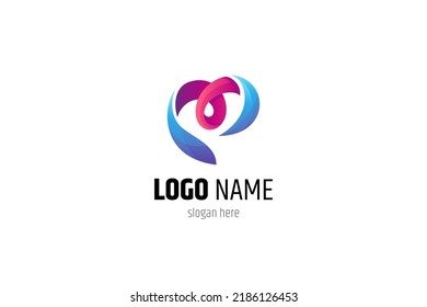 abstract heart or love gradient logo design