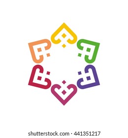Abstract Heart Love line of logo design elements and templates symbols care concepts 