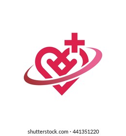 Abstract Heart Love line of logo design elements and templates symbols care concepts 