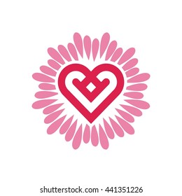 Abstract Heart Love line of logo design elements and templates symbols care concepts 