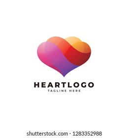 Abstract heart love logo icon with vibrant overlapping coloring style