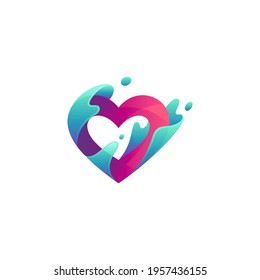 Abstract heart love logo template with gradient color