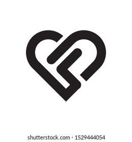 Abstract heart love shape linked logo design template vector illustration
