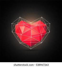 Abstract Heart in low poly style for Happy Valentine's Day celebration.