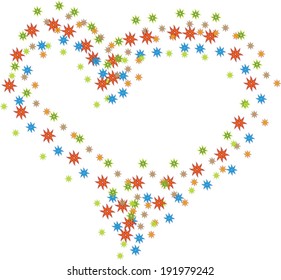 abstract heart made of colored stars