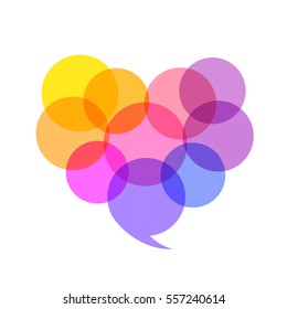 Abstract heart made with colorful circle. Bubble illustration isolated on white background.