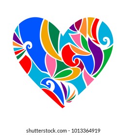 abstract heart made of colorful curls (isolated)