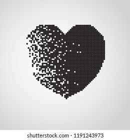 Abstract heart made of dots on a white background. The effect of dispersion points. Vector illustration.