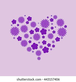 abstract heart made of flowers.