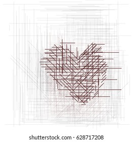 Un corazón abstracto hecho de líneas. Ilustración del vector