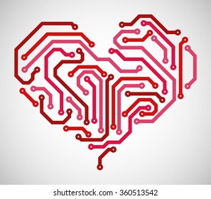 Abstract heart made from printed circuit board