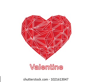 Abstract heart made of triangles for Valentine's day in vector graphics