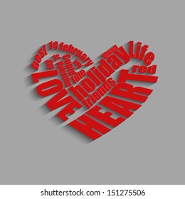 Abstract heart made up of words