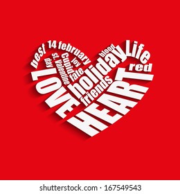 Abstract heart made up of words