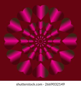 Abstract Heart Mandala on a Red Background
