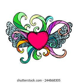 Abstract heart from many colorful elements