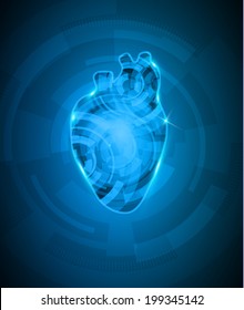 Abstract heart mechanism, beautiful deep blue color