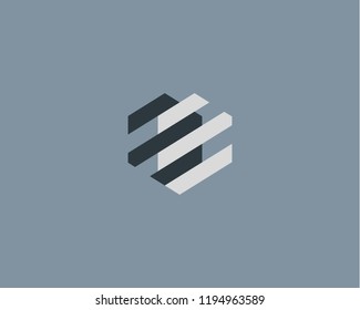 Abstract Heart Mechanism Logo. Geometric Construction Device Vector Logotype.