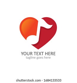 Abstract Heart with music note logo