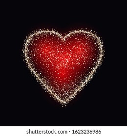
Abstract heart on a black background. Gold glitters.