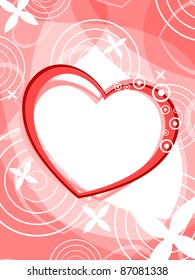 abstract heart on circle concept background with white floral.