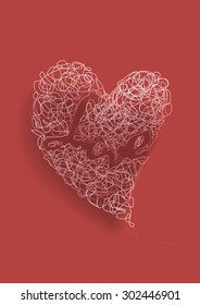 Abstract Heart on Old Rose Background, Vector Illustration