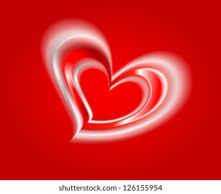 Abstract heart on the red background. Vector design