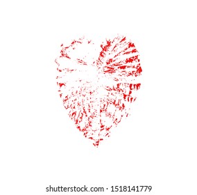 Abstract heart on white background. Splashes and scratches in red love sign heart shape