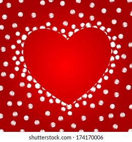 Abstract  Heart Over Red Background