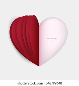 Abstract heart from a paper on white background. Vector illustration. Template for valentine's day poster, cover, flyer, greeting card.