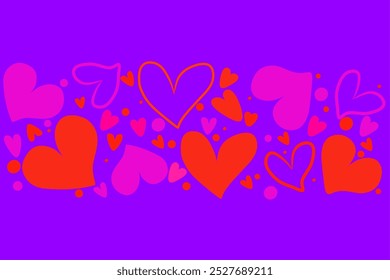 Diseño de fondo de patrón de corazón Abstractas con color rojo y rosa, fondo de amor