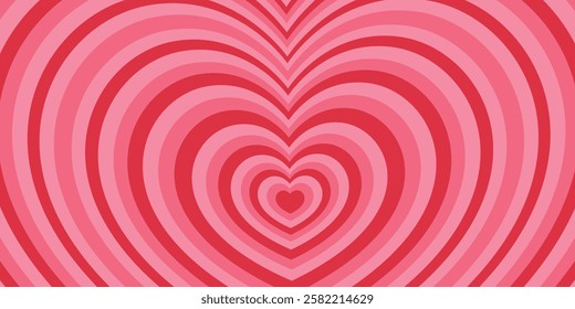 Abstract heart pattern background with pink and red concentric layers symbolizing love, romance, passion, Valentine's Day, wedding, emotions, relationships, artistic design, and holiday celebration.