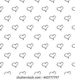 Abstract heart pattern with hand drawn hearts. Cute vector black and white heart pattern. Trendy monochrome heart pattern for fabric, wallpapers, wrapping paper, cards and web backgrounds.