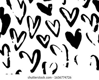 Abstract heart pattern. Ink illustration. Black and white.