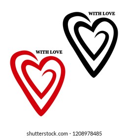 Abstract heart and phrase "with love", vector element