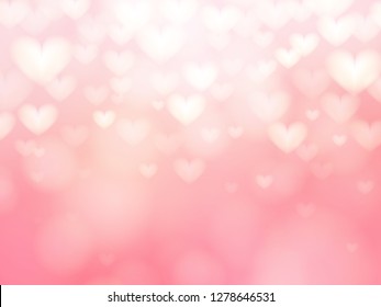 Abstract Heart Pink Light Or Bokeh Background. Valentine Day Concept