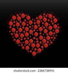 Abstract heart with red circles. Valentine's Day symbol. Vector Illustration